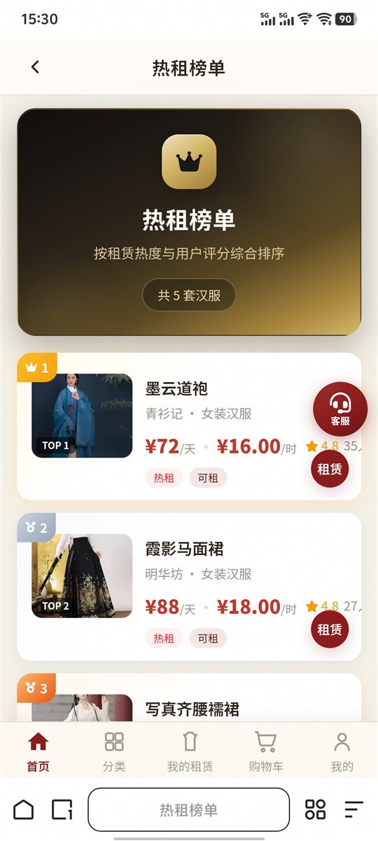 热租榜单页